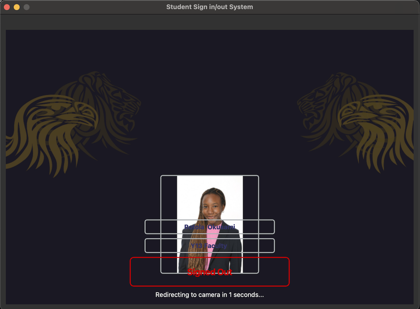 Facial recognition system - attendance log